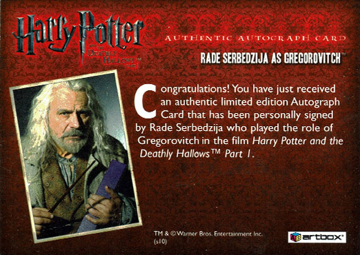 Rade Serbedzija as Gregorovitch - Back