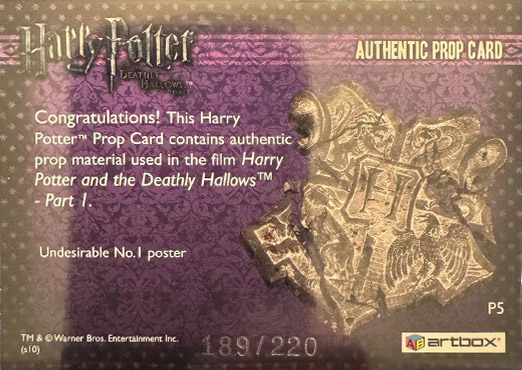 P5 - Undesirable No.1 Poster - Back