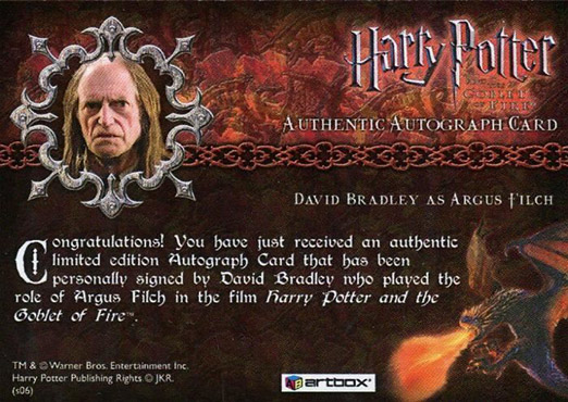 David Bradley as Argus Filch - Back