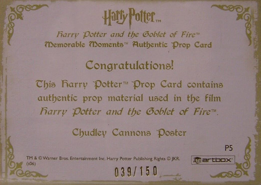 P5 - Chudley Cannons Poster - Back