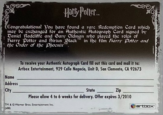 Redemption Card Reverse