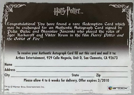Redemption Card Reverse