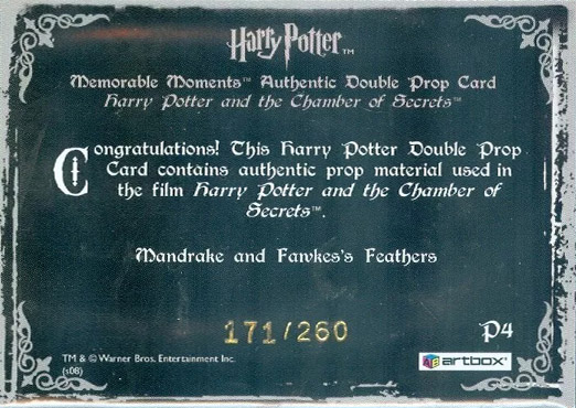 P4 - Mandrake and Fawkes's Feather - Back