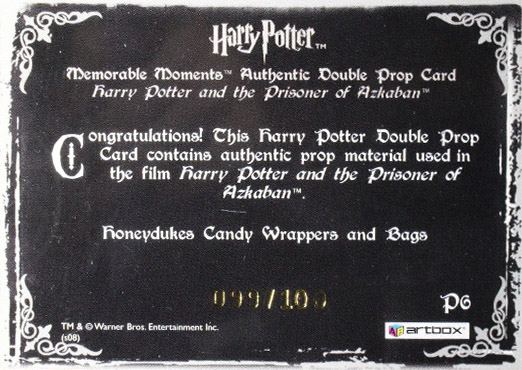 P6 - Honeydukes Candy Wrappers and Bags - Back