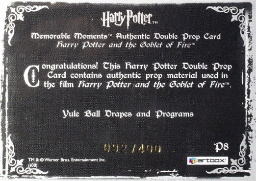 P8 - Yule Ball Drapes and Programs - Back