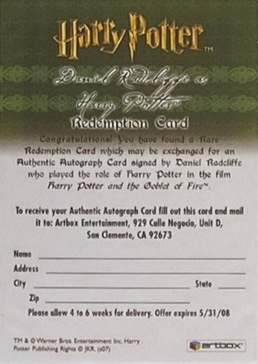 Redemption Card Reverse