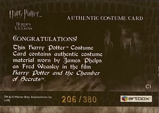 C1 - Fred Weasley's School Uniform - Back