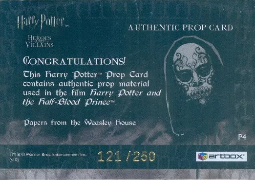 P4 - Papers from the Weasley House - Back