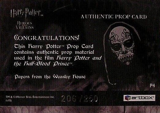 P4 - Papers from the Weasley House - Back
