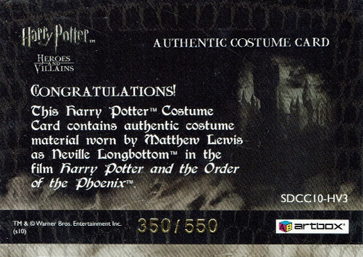 SDCC10-HV3 - Neville Longbottom - Back