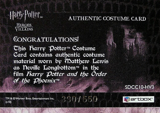 SDCC10-HV3 - Neville Longbottom - Back